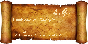 Lambrecht Gergő névjegykártya